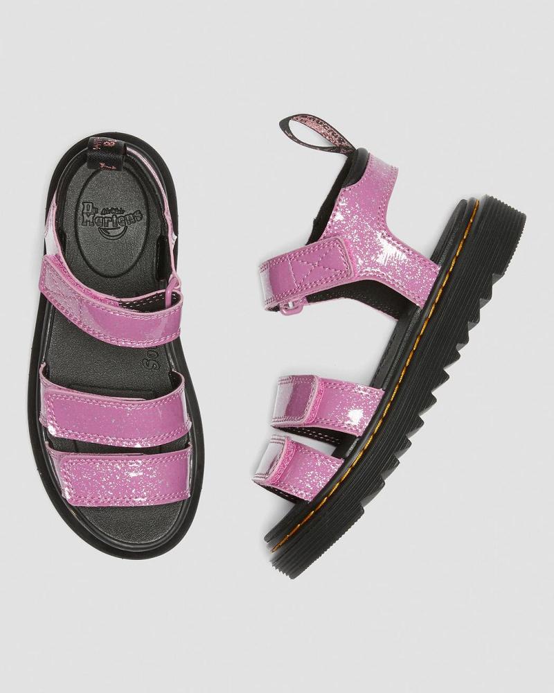 Pink Kids' Dr Martens Junior Klaire Glitter Sandals | CA 717BEX